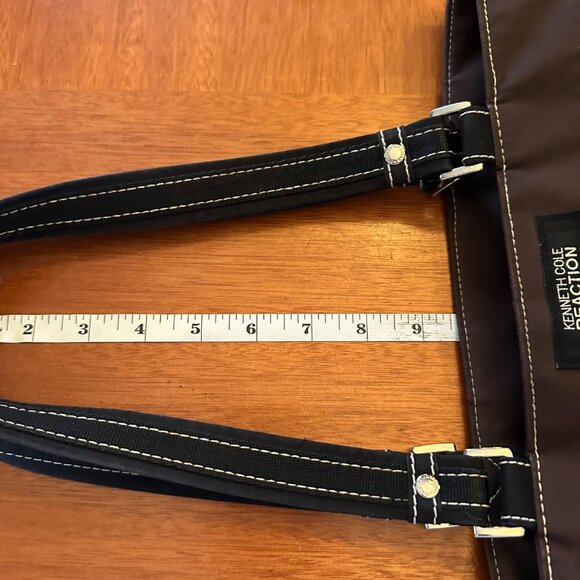 Kenneth Cole Reaction Brown Tote Bag With Contrast Stitching & Multiple Pockets - Picture 5 of 6